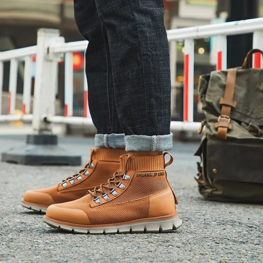 BootLux - Heren Lichtgewicht Wandelschoenen met Ademende Gebreide Enkel, Outdoor Casual Schoenen