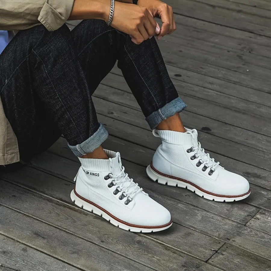 BootLux - Heren Lichtgewicht Wandelschoenen met Ademende Gebreide Enkel, Outdoor Casual Schoenen