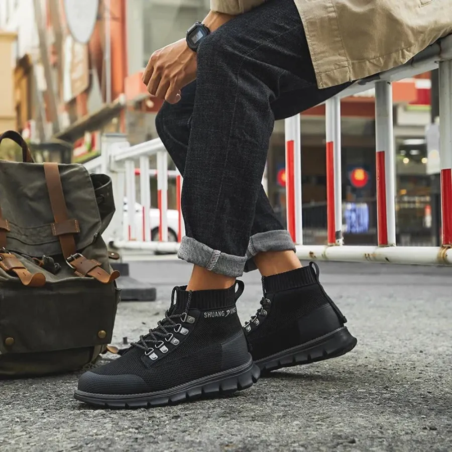 BootLux - Heren Lichtgewicht Wandelschoenen met Ademende Gebreide Enkel, Outdoor Casual Schoenen