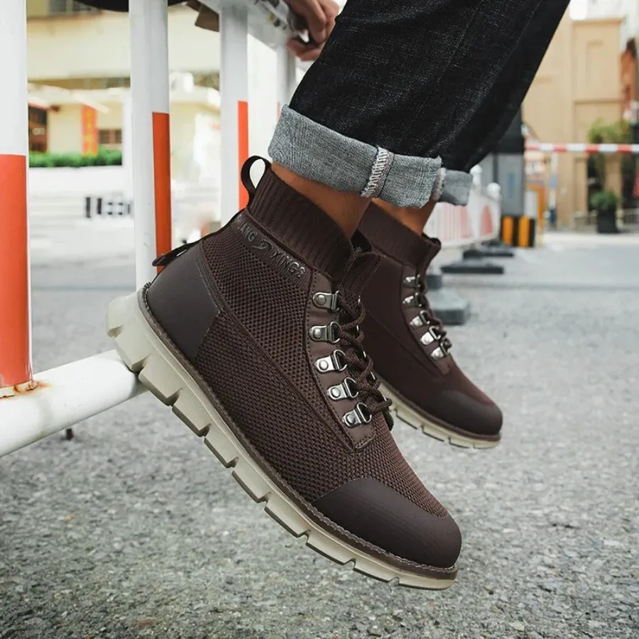 BootLux - Heren Lichtgewicht Wandelschoenen met Ademende Gebreide Enkel, Outdoor Casual Schoenen