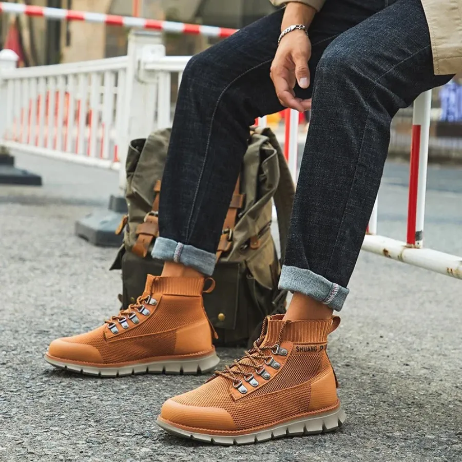 BootLux - Heren Lichtgewicht Wandelschoenen met Ademende Gebreide Enkel, Outdoor Casual Schoenen