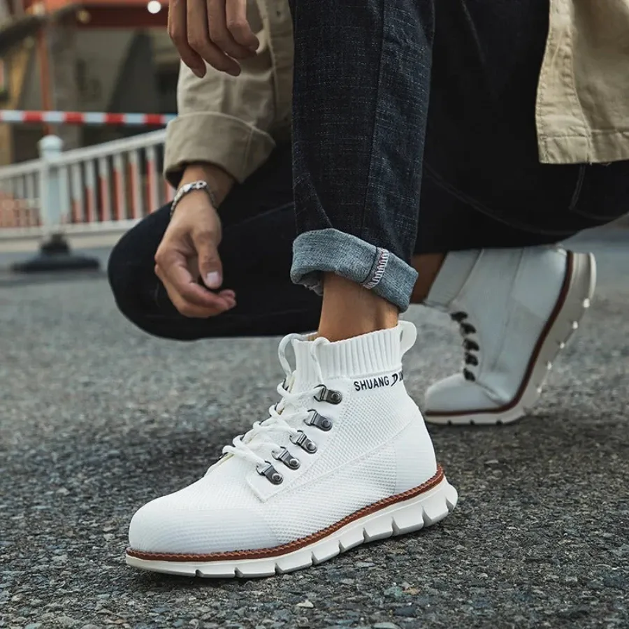 BootLux - Heren Lichtgewicht Wandelschoenen met Ademende Gebreide Enkel, Outdoor Casual Schoenen