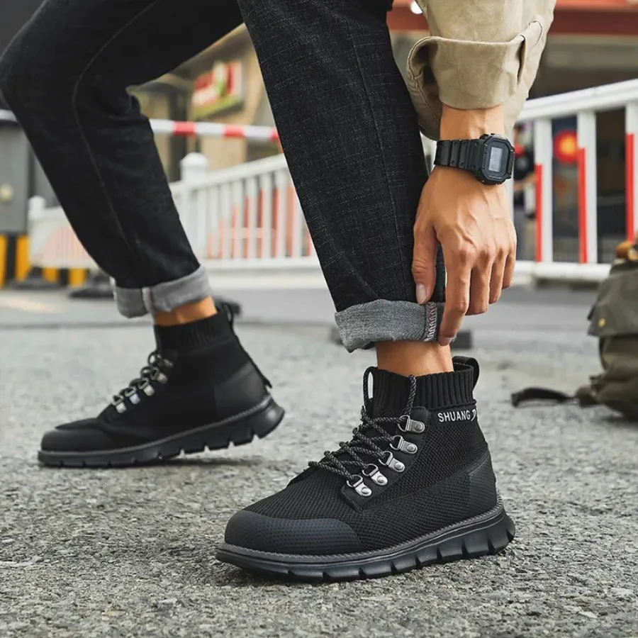 BootLux - Heren Lichtgewicht Wandelschoenen met Ademende Gebreide Enkel, Outdoor Casual Schoenen