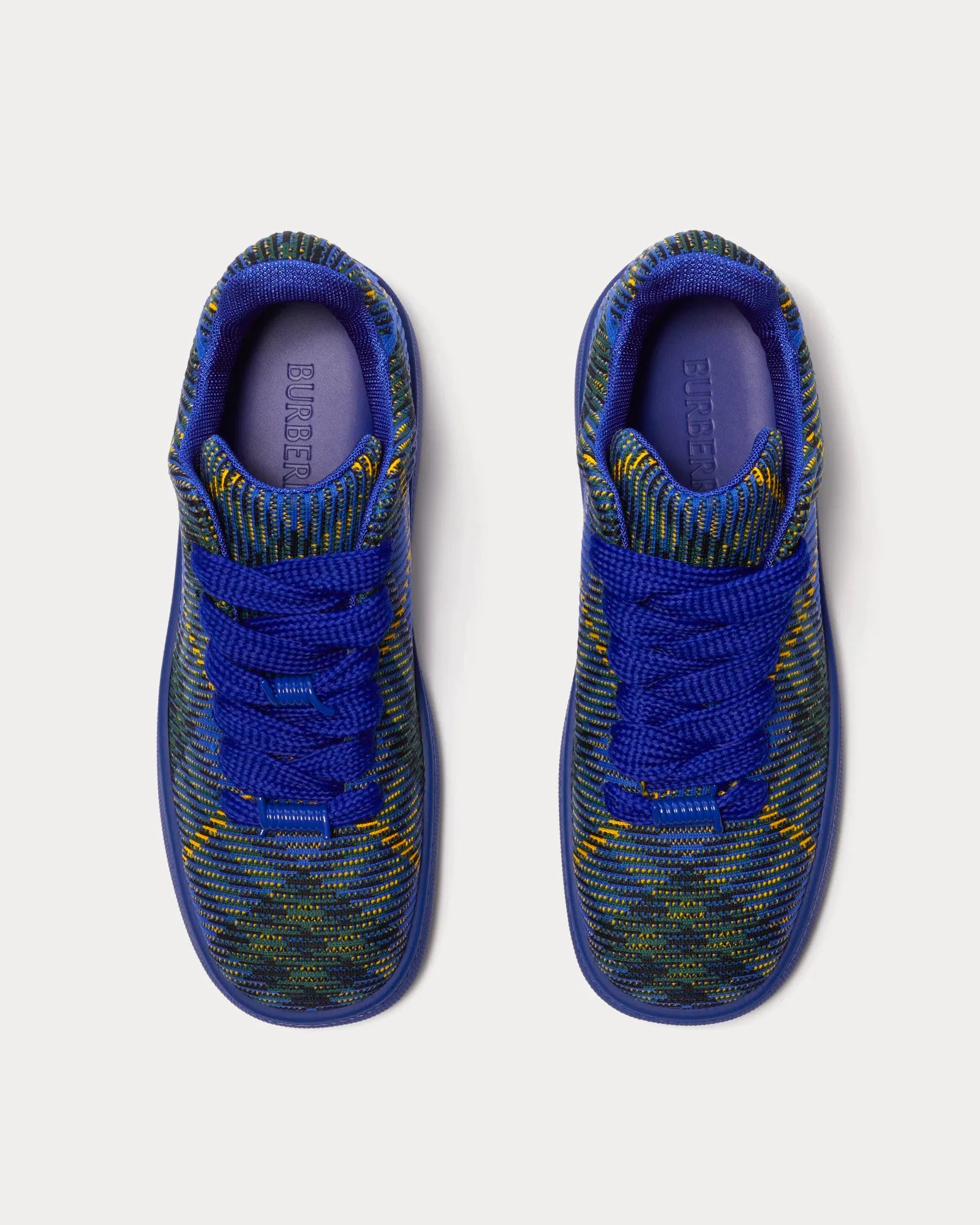 Box Check Knit Bright Navy Low Top Sneakers