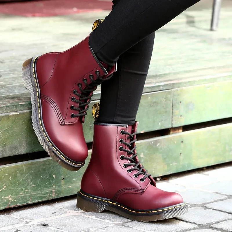Classy Shiny Cherry red and black High heel maroon lace up boots