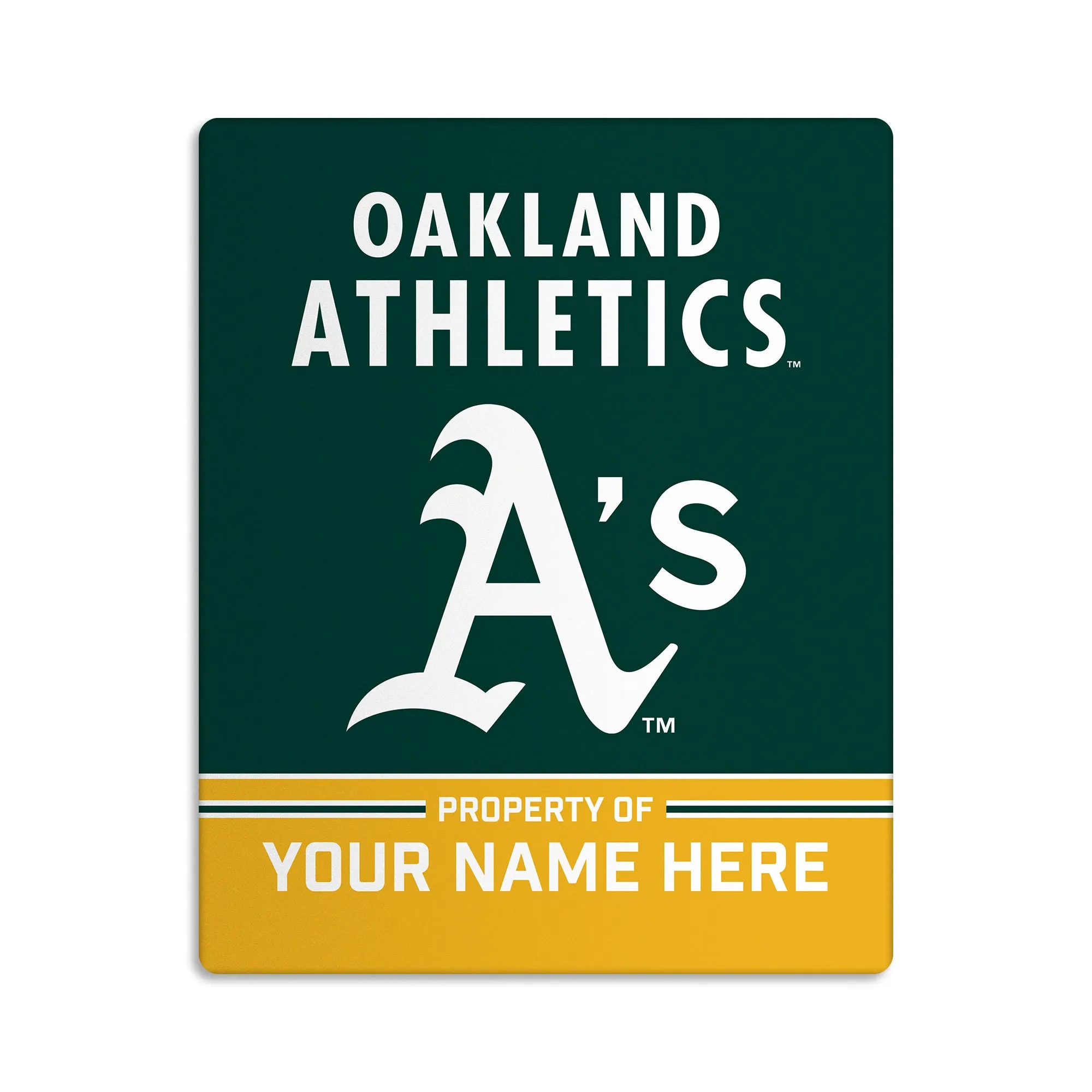 Custom Oakland Athletics "Property of" Door Sign - 8"x10"