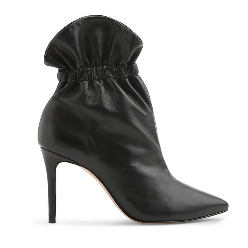 Fashion PU Plian Point Toe High Heel Ankle Boots