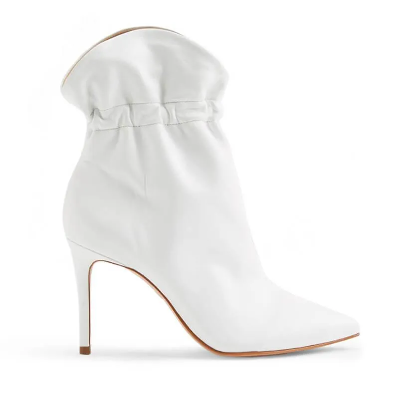 Fashion PU Plian Point Toe High Heel Ankle Boots