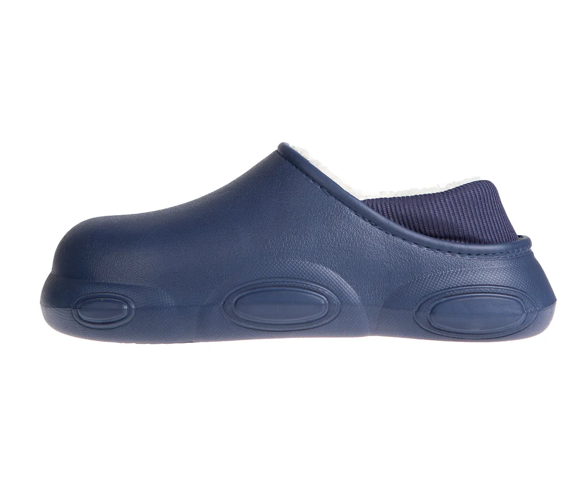 FOAMWALK Men's Soft and Comfortable EVA Clog with Faux Fur Lining and Fabric Heel - Furry Clogs for Men