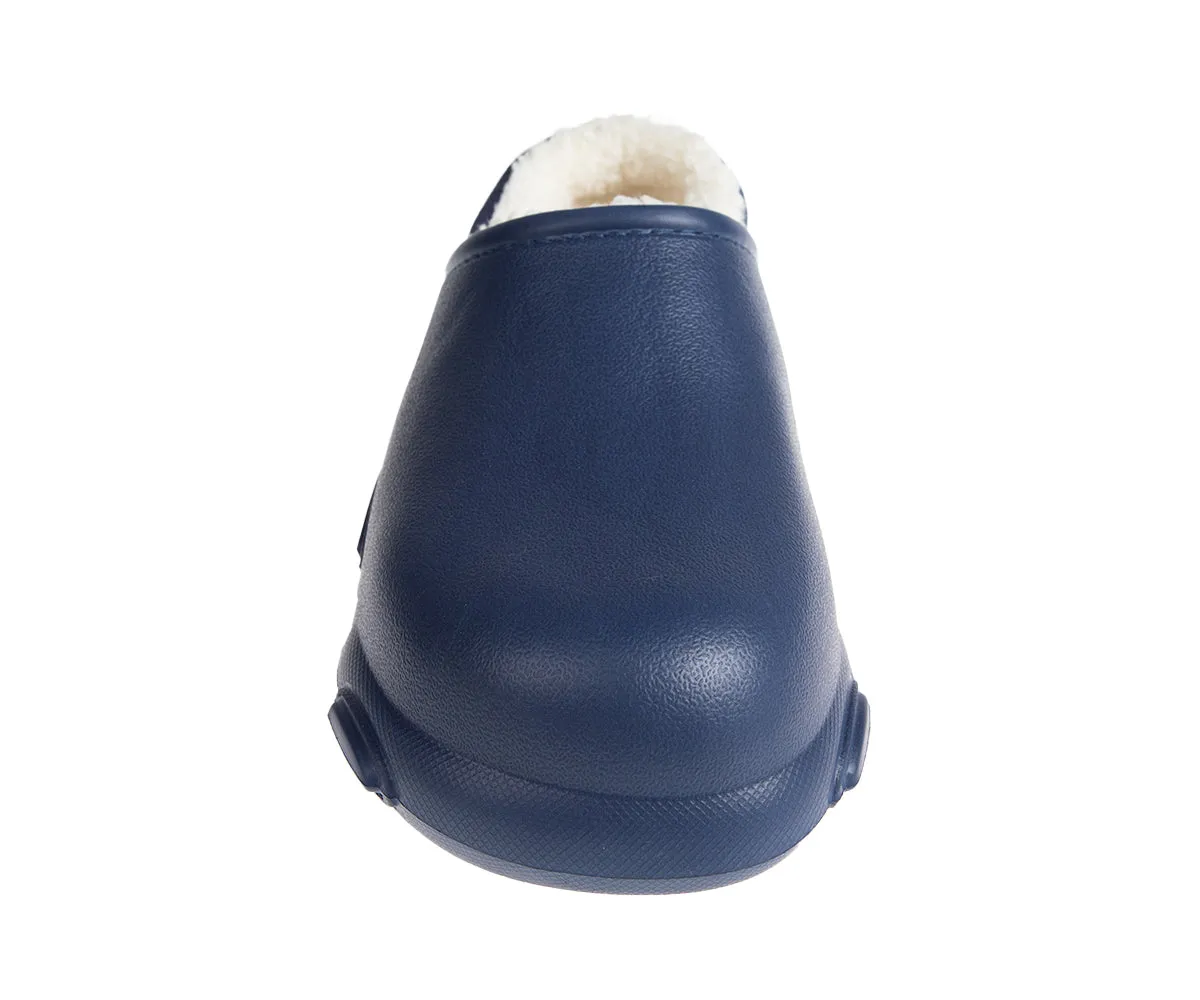 FOAMWALK Men's Soft and Comfortable EVA Clog with Faux Fur Lining and Fabric Heel - Furry Clogs for Men
