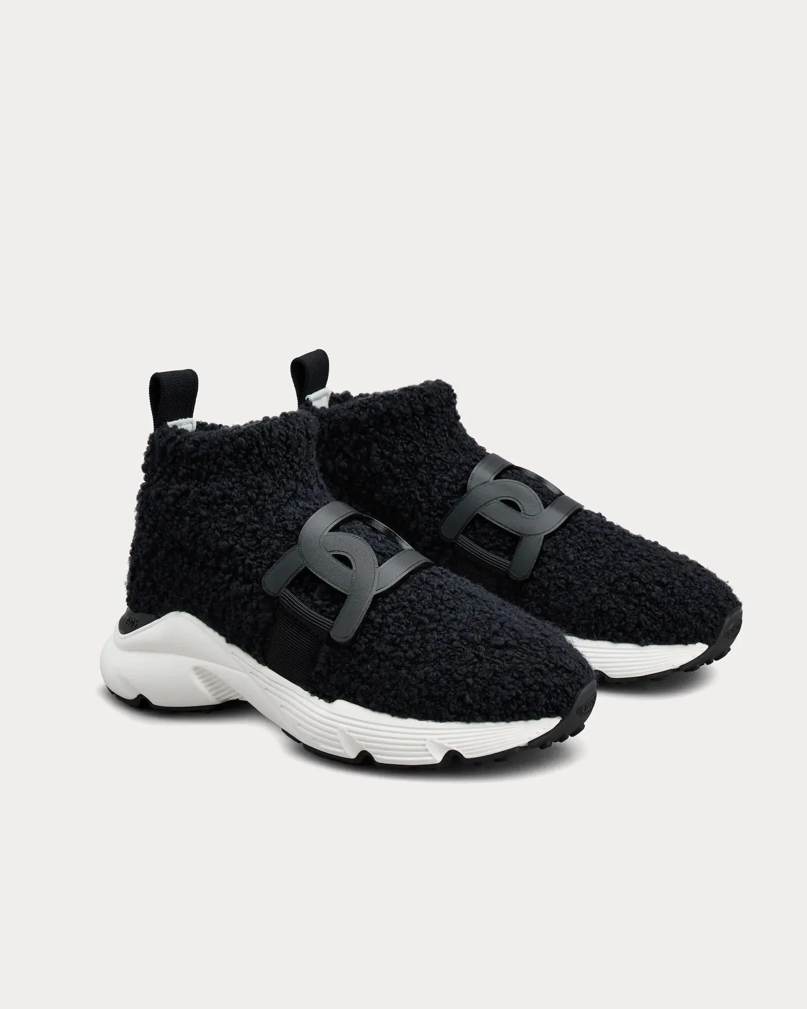 Kate Bouclé Knit Black High Top Sneakers