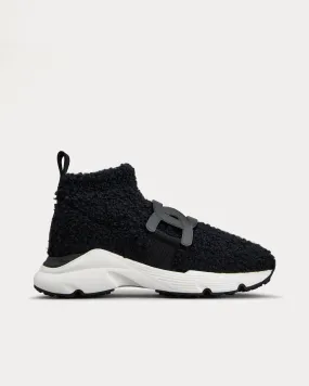 Kate Bouclé Knit Black High Top Sneakers