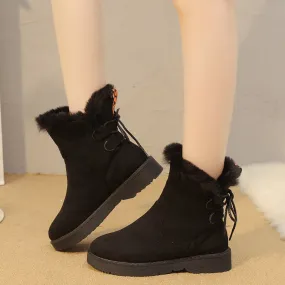 Lace Up Ankle Fur Warm Boots