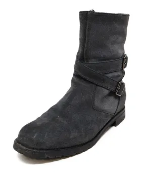 Manolo Blahnik Grey Suede & Shearling Boots sz 9