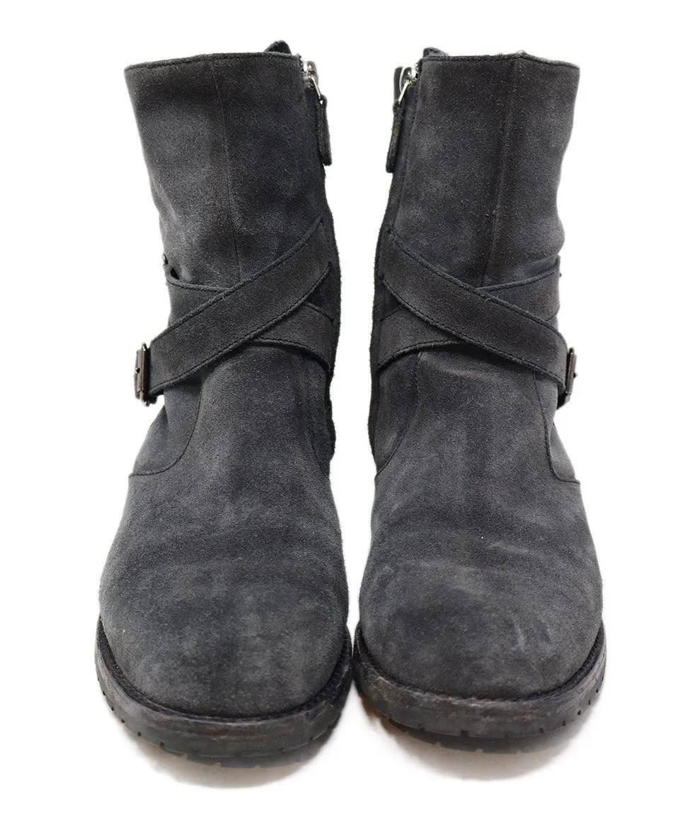 Manolo Blahnik Grey Suede & Shearling Boots sz 9