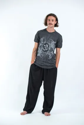 Mens Om and Koi Fish T-Shirt in Silver on Black