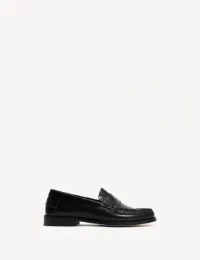 Moccasin Penny Loafer In Black Polido Leather