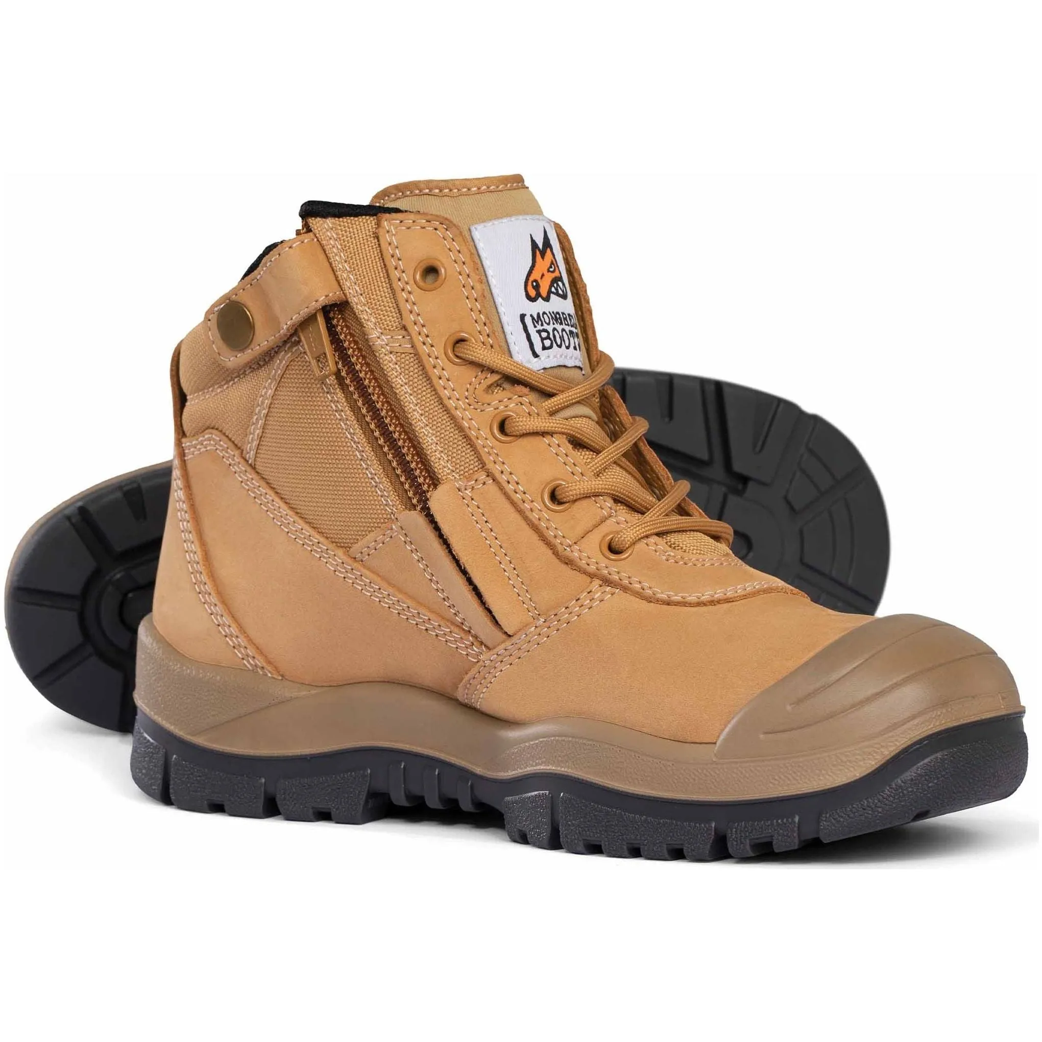 Mongrel Wheat Zip Sided Lace Up Steel Cap Safety Boot Scuff Cap (461050) (Pre-Order)