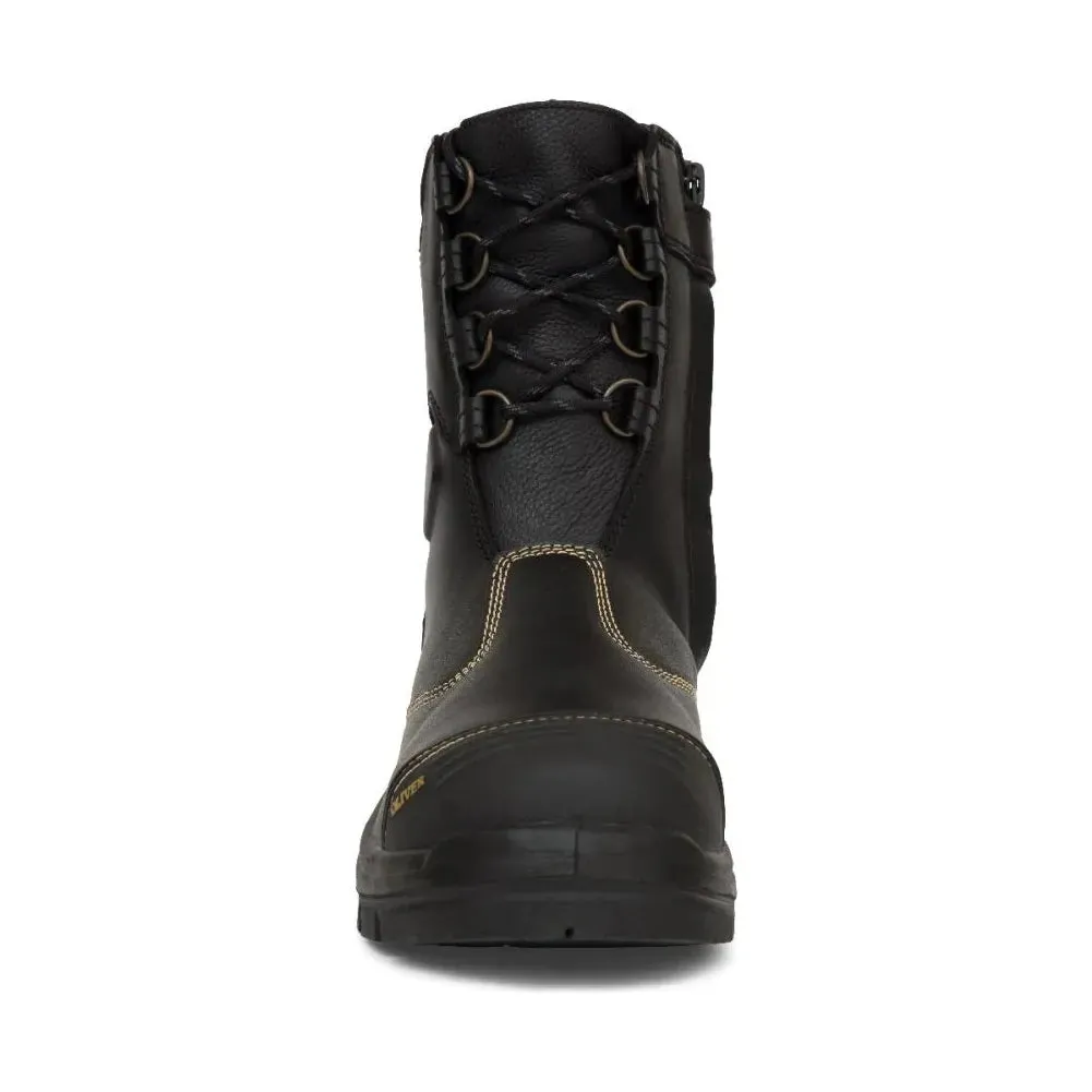 Oliver 200mm Black Hi-Leg Zip Sided Lace Up Steel Cap Safety Boot With Scuff Cap (55-380) (Pre Order)