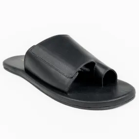 Paaduks Iru Cloak Black Vegan Leather Slides for Men