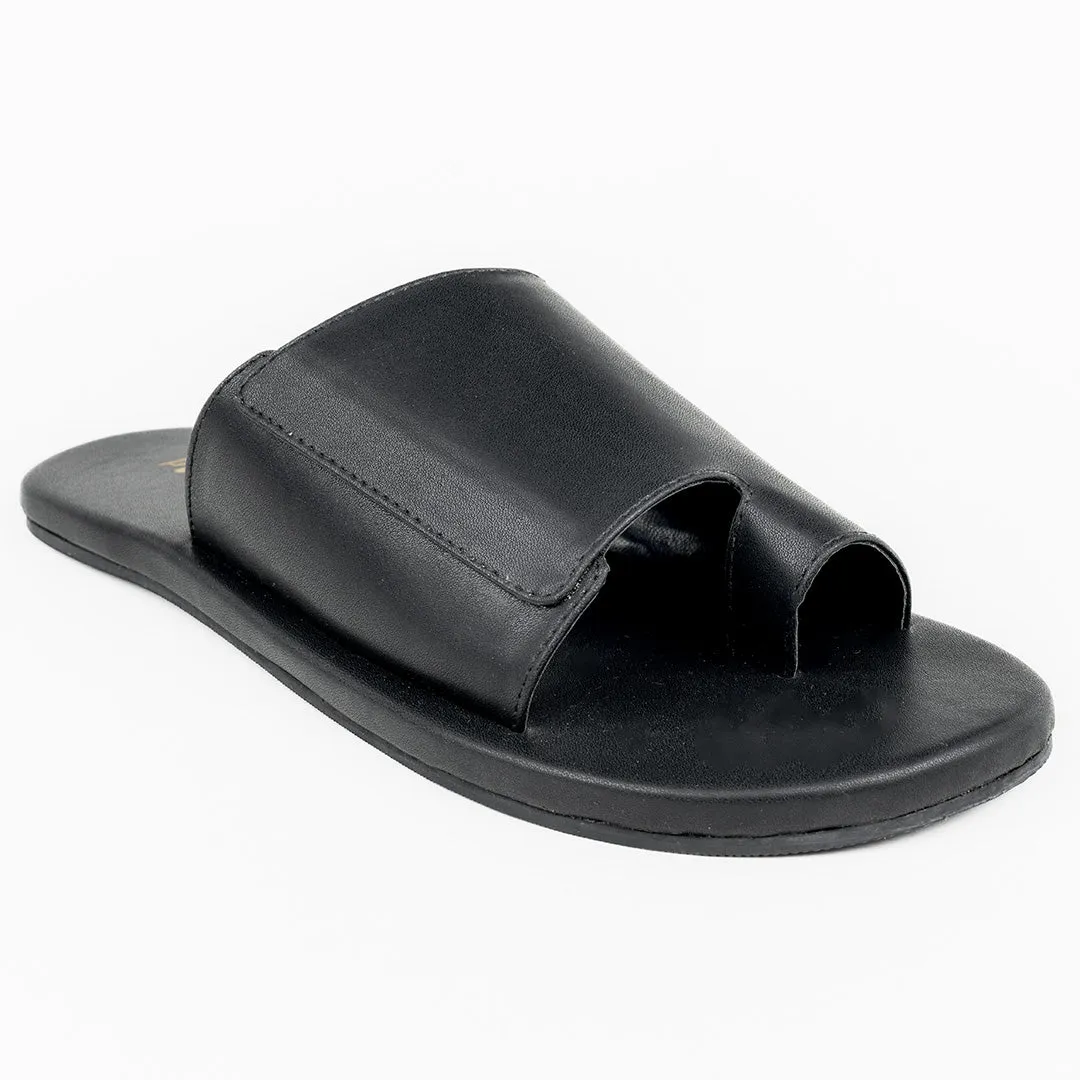 Paaduks Iru Cloak Black Vegan Leather Slides for Men