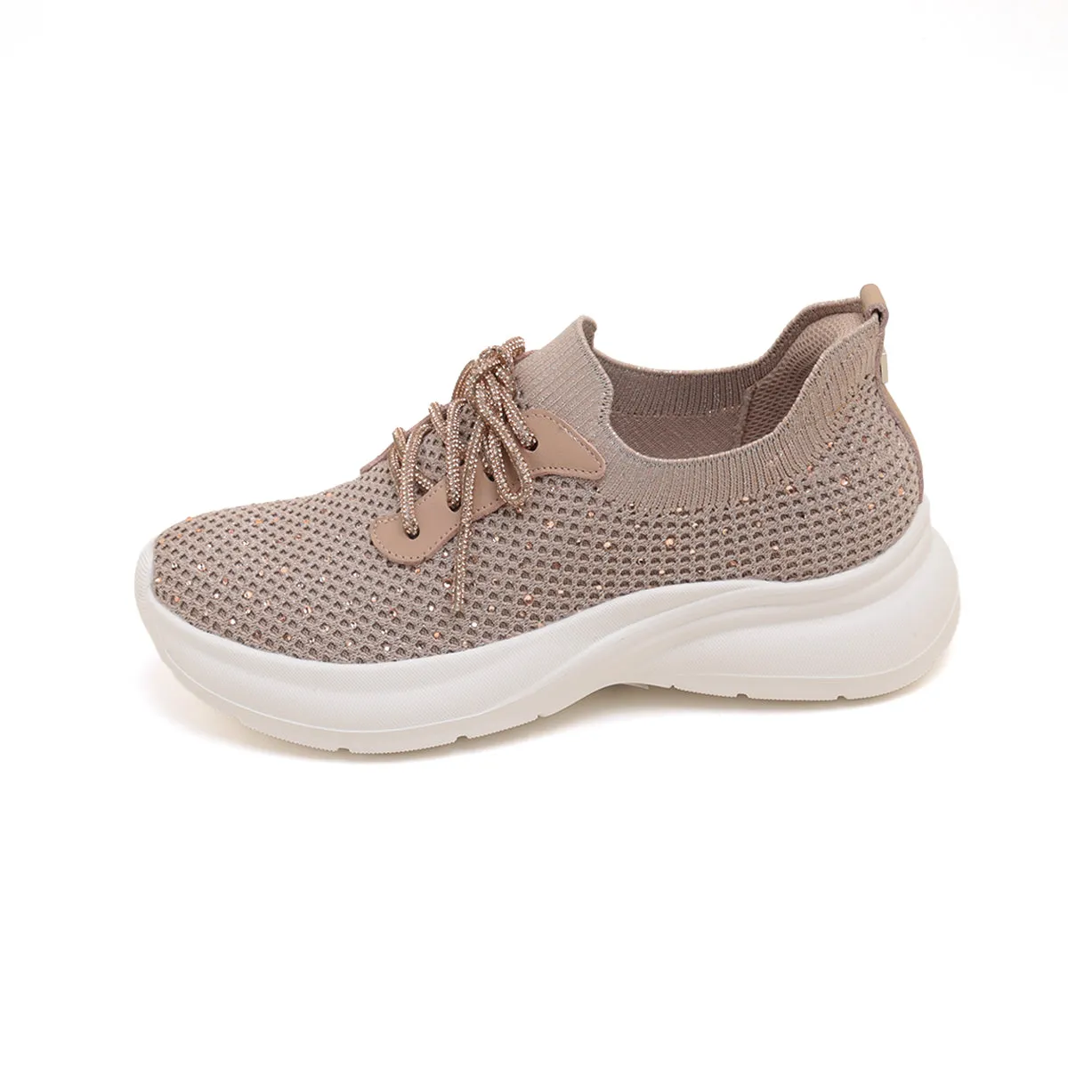 Pastel Knit Crystal Lace Up Sneakers