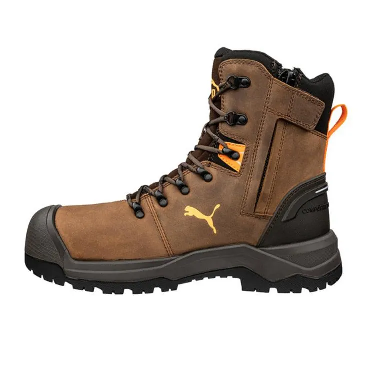 Puma Brown Iron HD 8″ Fibreglass Toe Cap Zip Sided Lace Up Safety Boot With Scuff Cap (632727) (Pre Order)