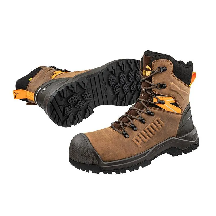 Puma Brown Iron HD 8″ Fibreglass Toe Cap Zip Sided Lace Up Safety Boot With Scuff Cap (632727) (Pre Order)