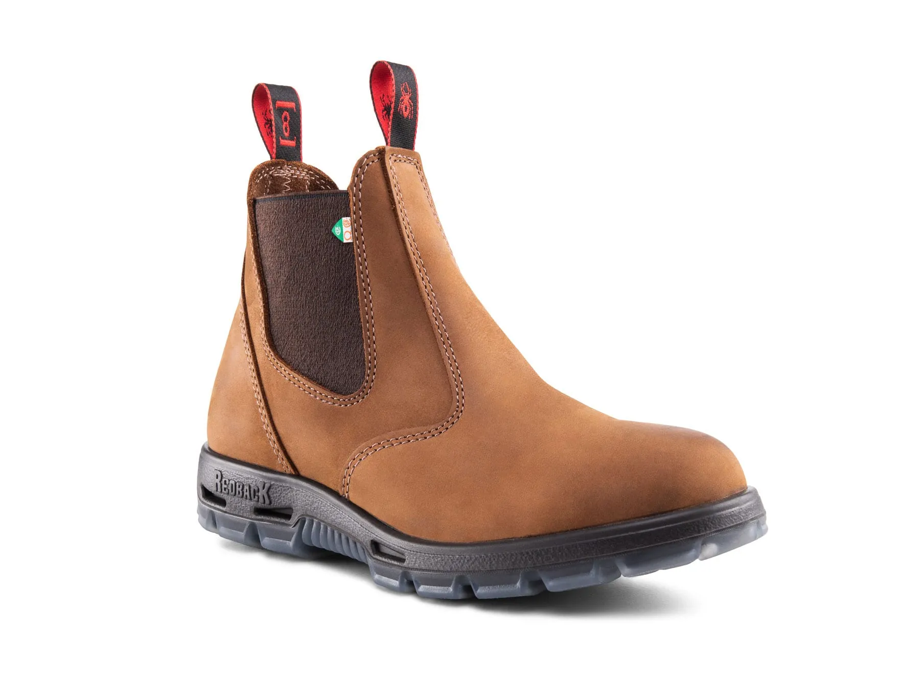 Redback Bobcat CSA Safety Pull On Boot in Tussock ,Black, Claret