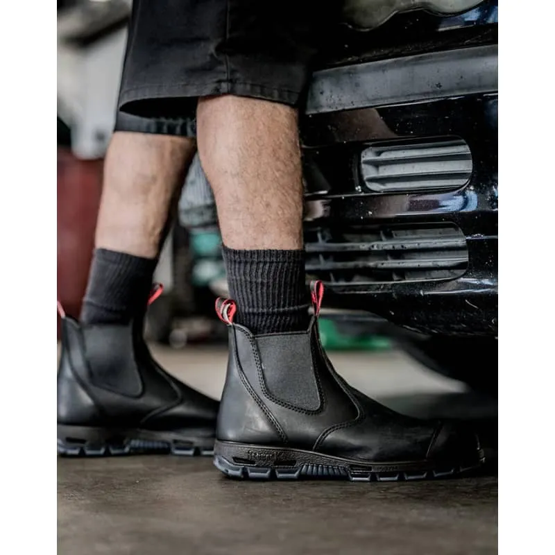 Redback Bobcat CSA Safety Pull On Boot in Tussock ,Black, Claret