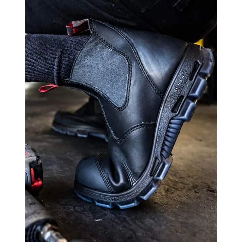 Redback Bobcat CSA Safety Pull On Boot in Tussock ,Black, Claret