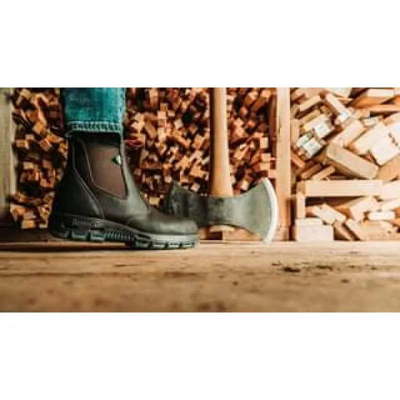 Redback Bobcat CSA Safety Pull On Boot in Tussock ,Black, Claret