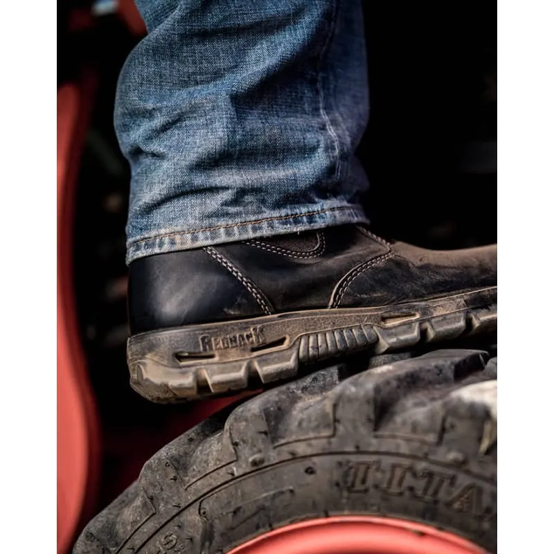Redback Bobcat CSA Safety Pull On Boot in Tussock ,Black, Claret
