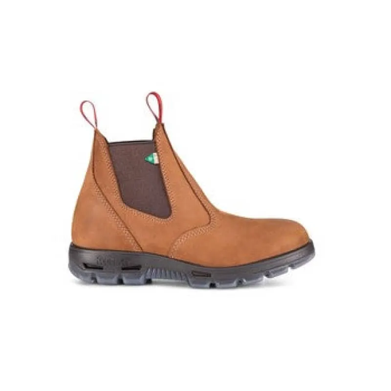 Redback Bobcat CSA Safety Pull On Boot in Tussock ,Black, Claret