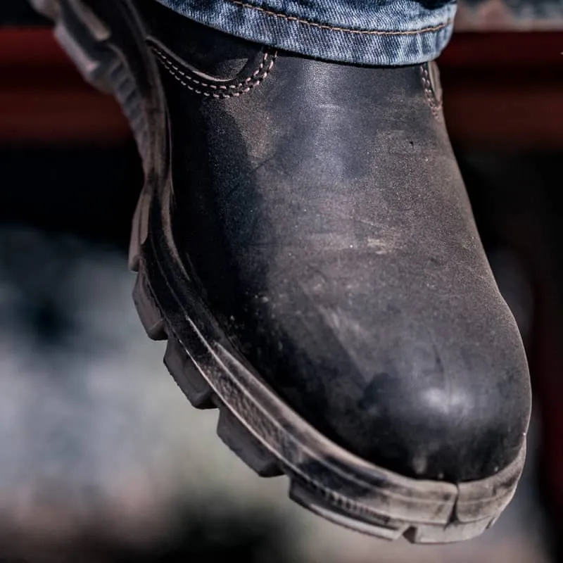 Redback Bobcat CSA Safety Pull On Boot in Tussock ,Black, Claret