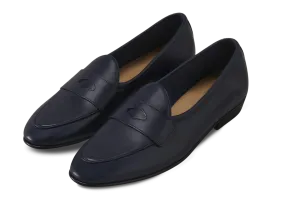 Sagan Classic Ginkgo Loafers in French Navy Drape Calf with Leather Sole