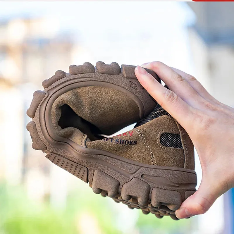 Slip On Men Boots Comfortable Work Shoes Safety Shoes With Steel Toe Cap Anti-smash Sneakers Puncture-Proof Indestructible Shoes