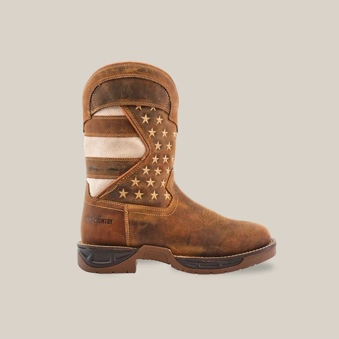 White Tan US Flag - Waterproof - Soft Toe