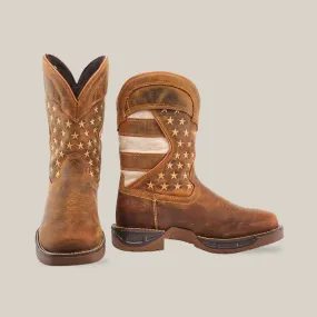 White Tan US Flag - Waterproof - Soft Toe