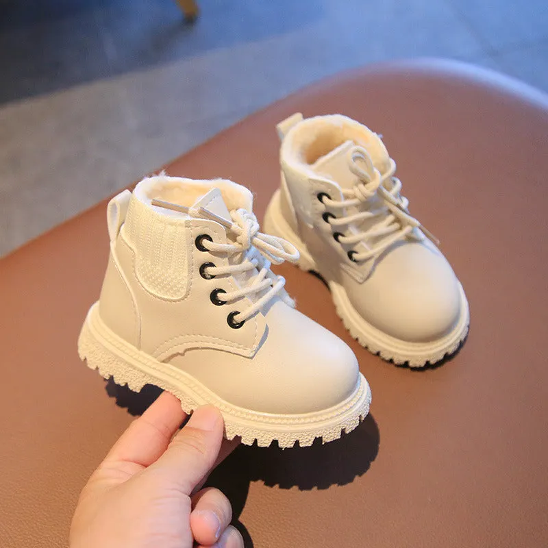 Winter Plush Kids Martin Boots Fashion Leather Shoes