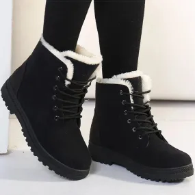 Winter-Ready Women's Low Heel Snow Boots with Fur Lining – Warm Ankle Boots for Cold Days, Stylish and Comfortable