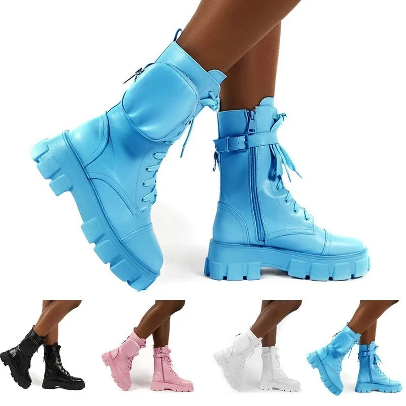Womens Pocket Buckle Strong Outsole Walk Experience Winter Boots